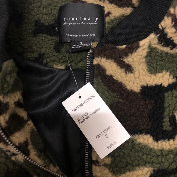 BOGO 🎉 🆕 Sanctuary Camo Faux Shearling Bomber Jacket - Picture 5 of 8